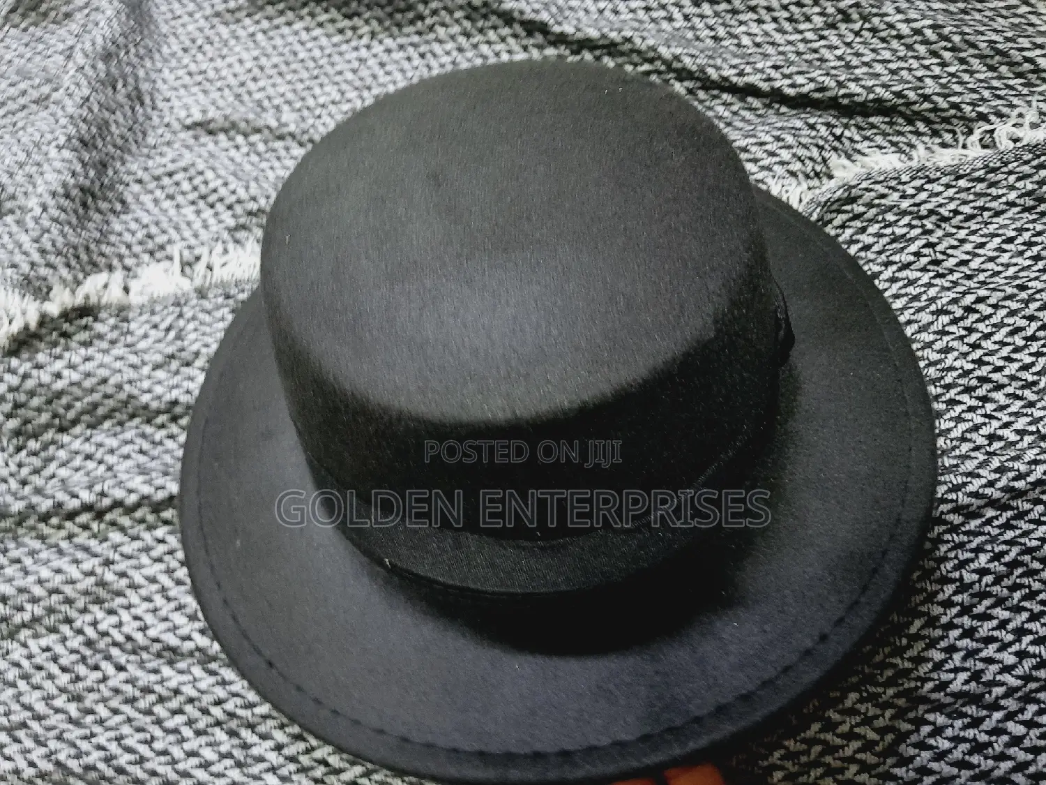 Black Flat Top Fedora Hat