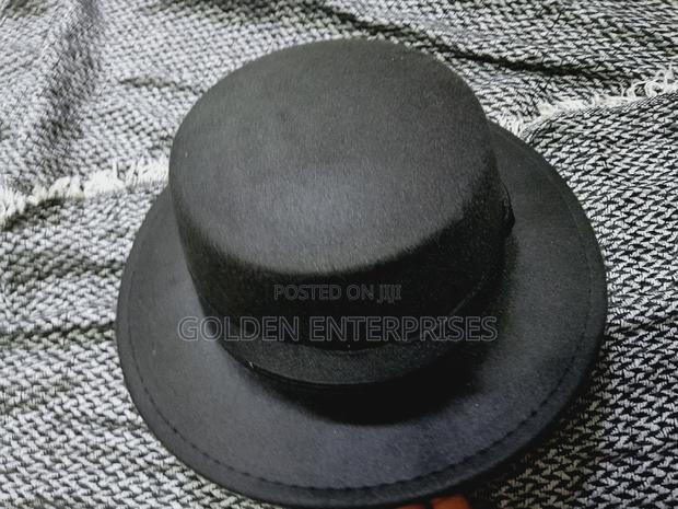 Black Flat Top Fedora Hat - main view