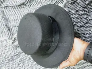 Black Flat Top Fedora Hat