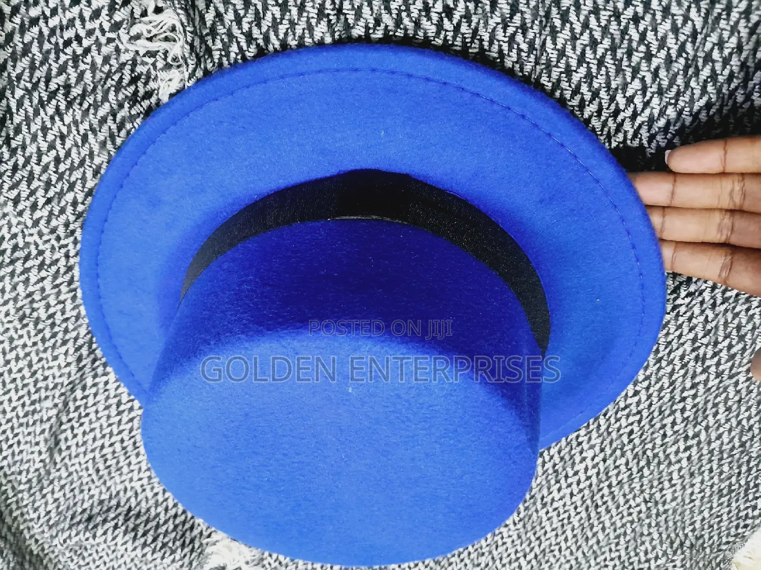 Royal Blue Flat Top Fedora Hat
