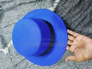 Royal Blue Flat Top Fedora Hat
