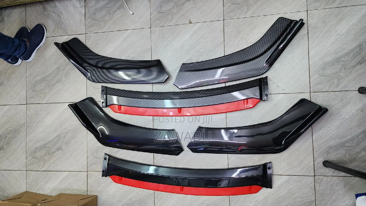 Front Universal Bumper Lips Black Carbon