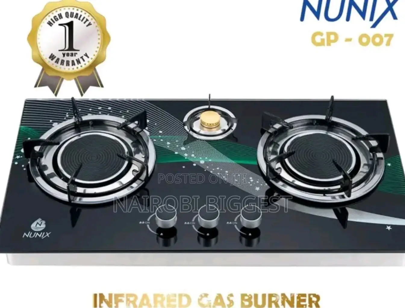 Quality Nunix 3 Burner Glass Top