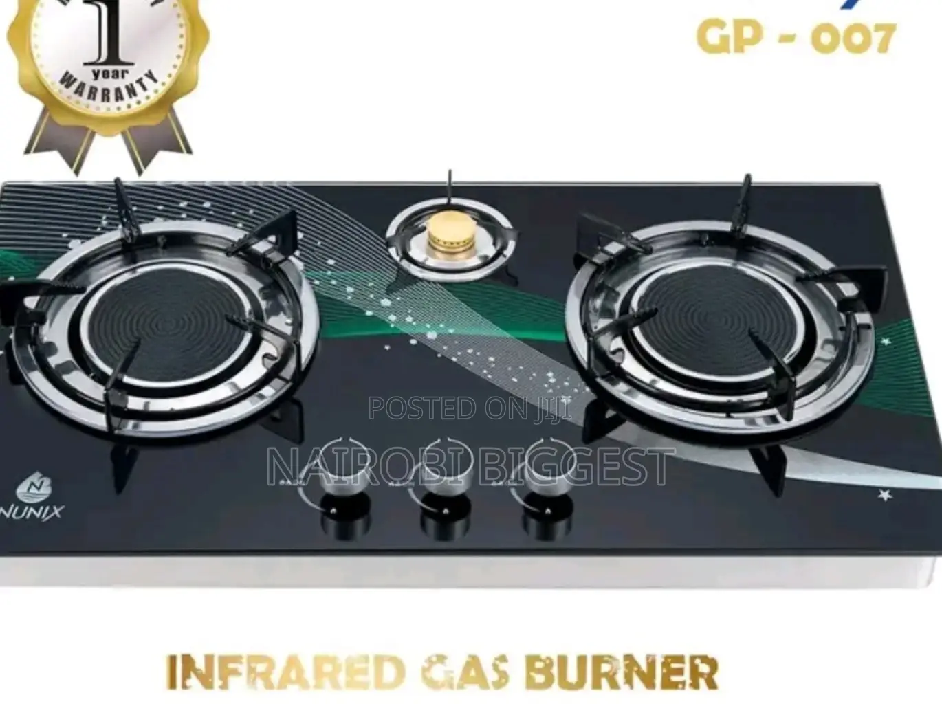 Nunix 3 Burner Glass Top Cooker