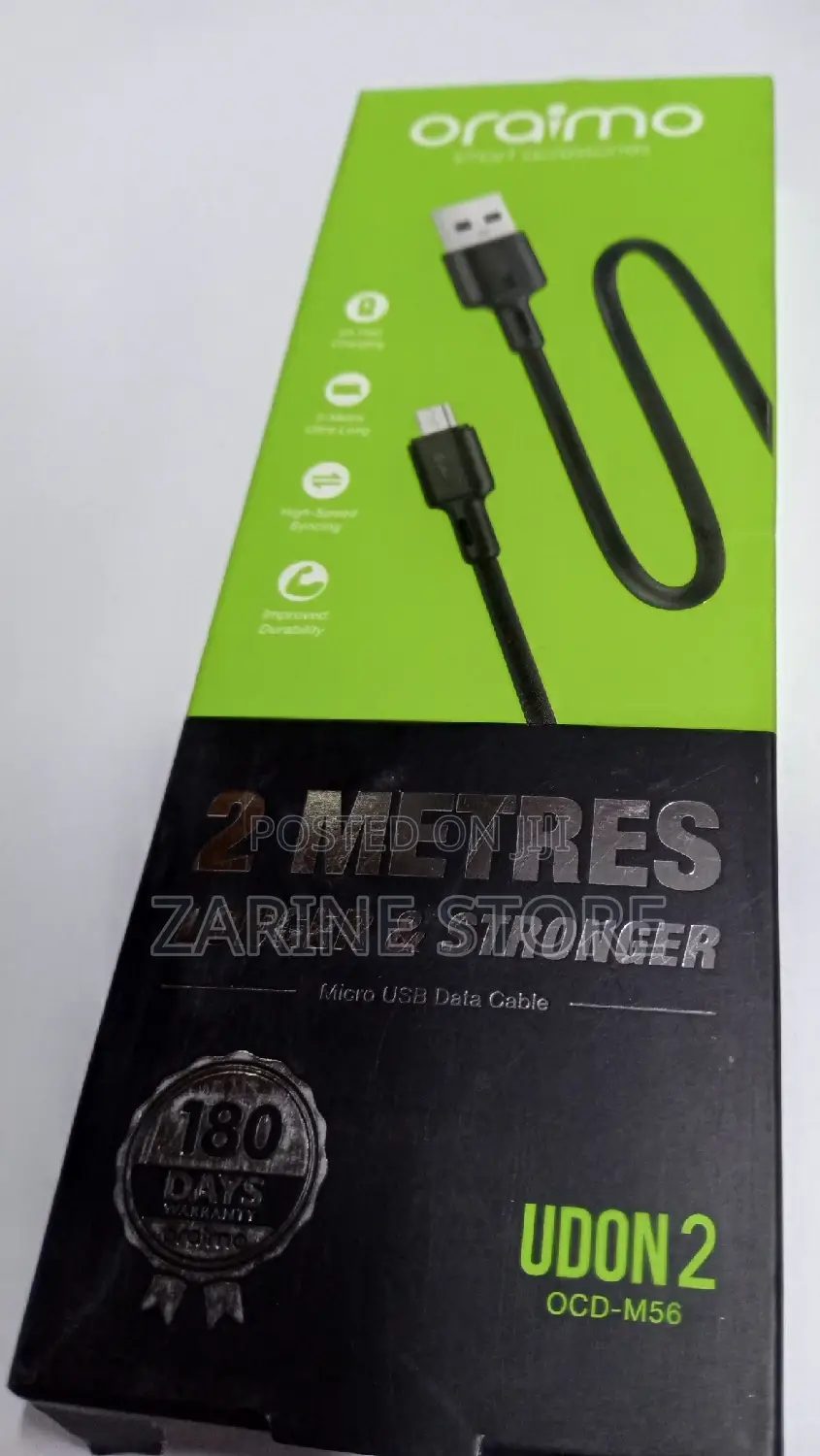 Oraimo 2 Metres Micro Usb Charging Cable