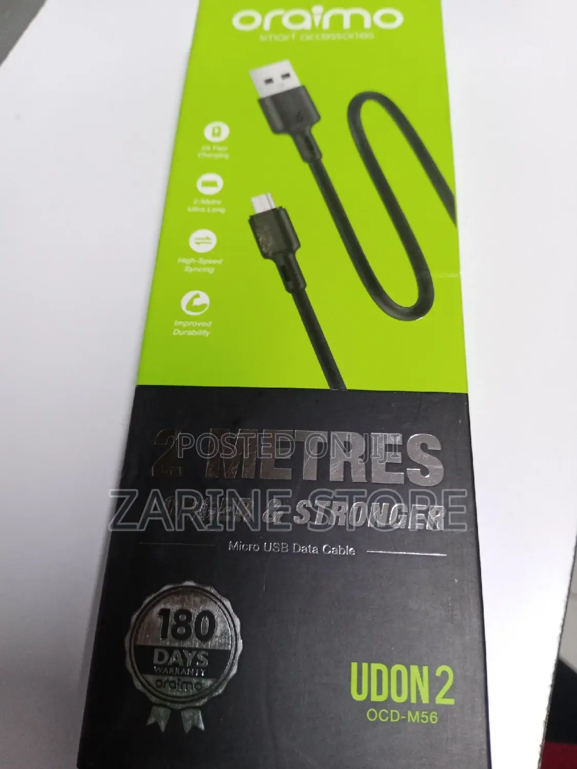 Oraimo 2 Metres Micro Usb Charging Cable