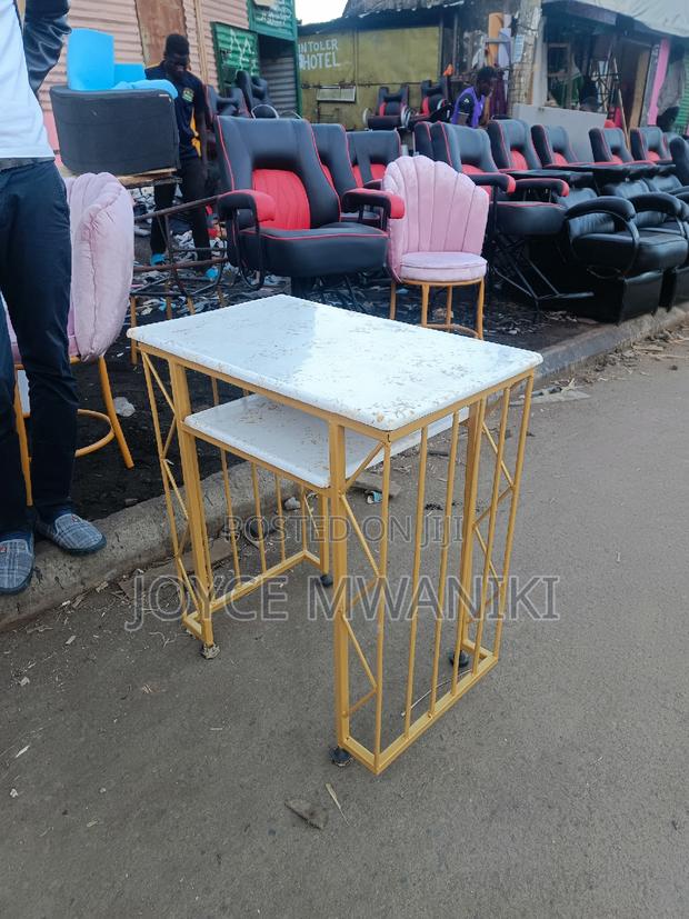 Manicure Marble Table, Gold and White  - main view
