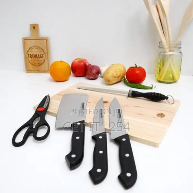 5pc Knife Set With Wooden Cutting Board Kitchen