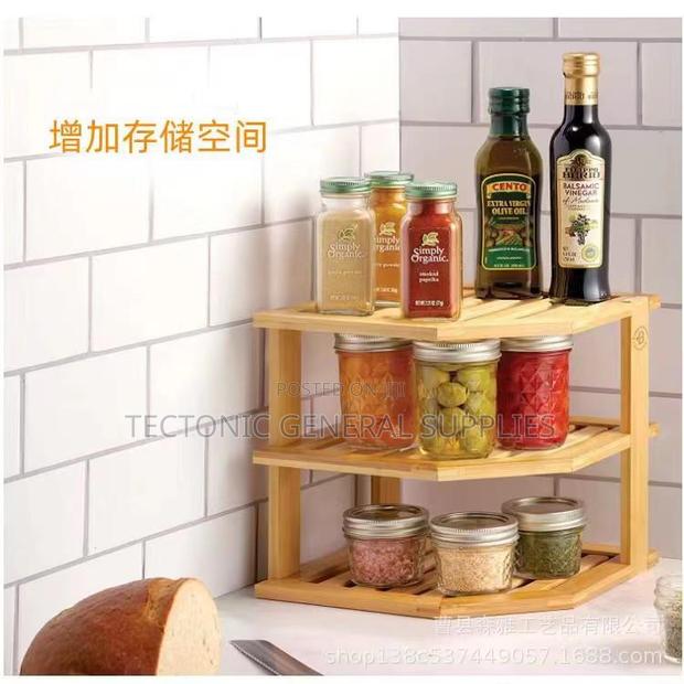*3 Tier Corner Bamboo Kitchen Storage Spice Rack - main view