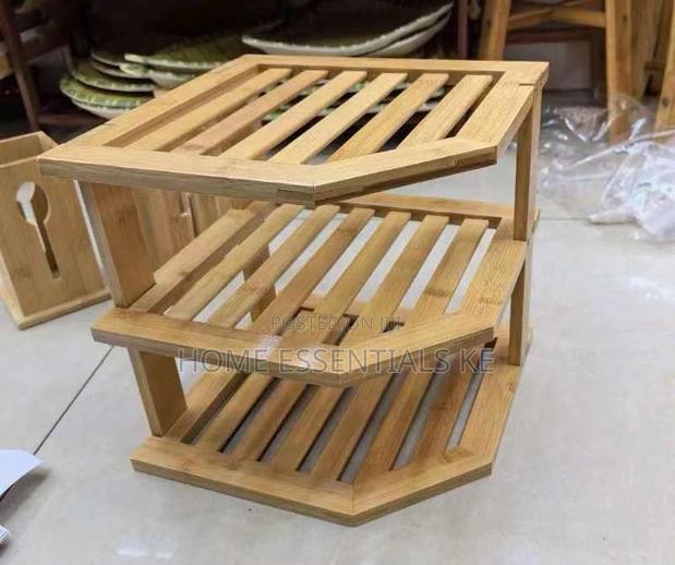 *3 Tier Corner Bamboo Kitchen Storage Spice Rack - thumbnail 2