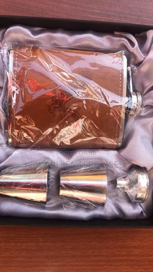 Leather Cover Whiskey Flask With 2 Glasses - thumbnail 2