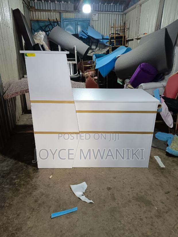Reception Desk, 1.2m White and Gold  - main view