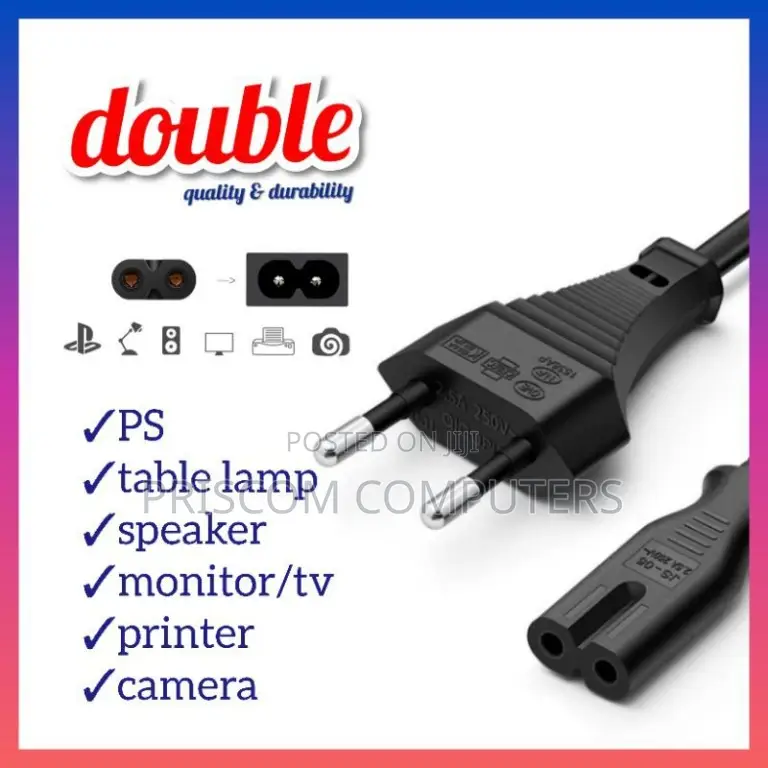 2 Pin Power Cable for Laptop Printers PS TV Monitors Camera