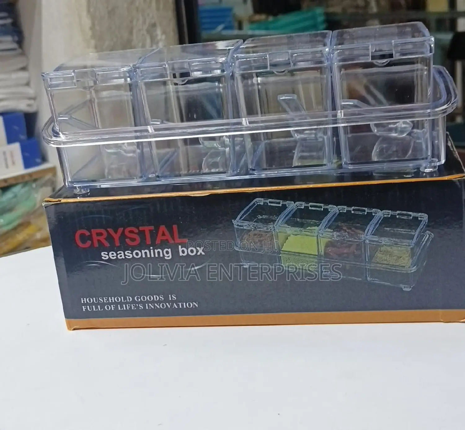 *Crystal Seasoning Box*. 4in 1 With Spoons