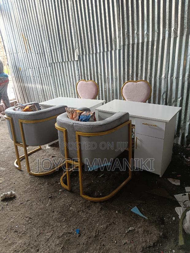 Manicure Set, Grey and Pink Plus White Table  - main view