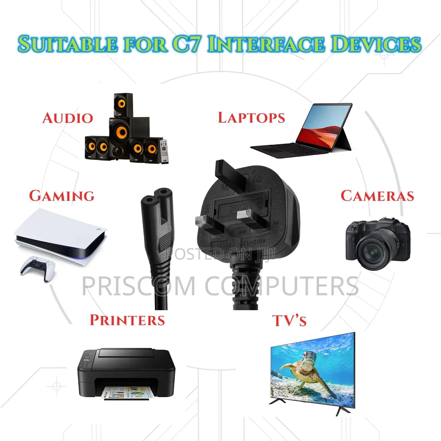 Radio, TV And Printer Power Cables - Fused With Warranty
