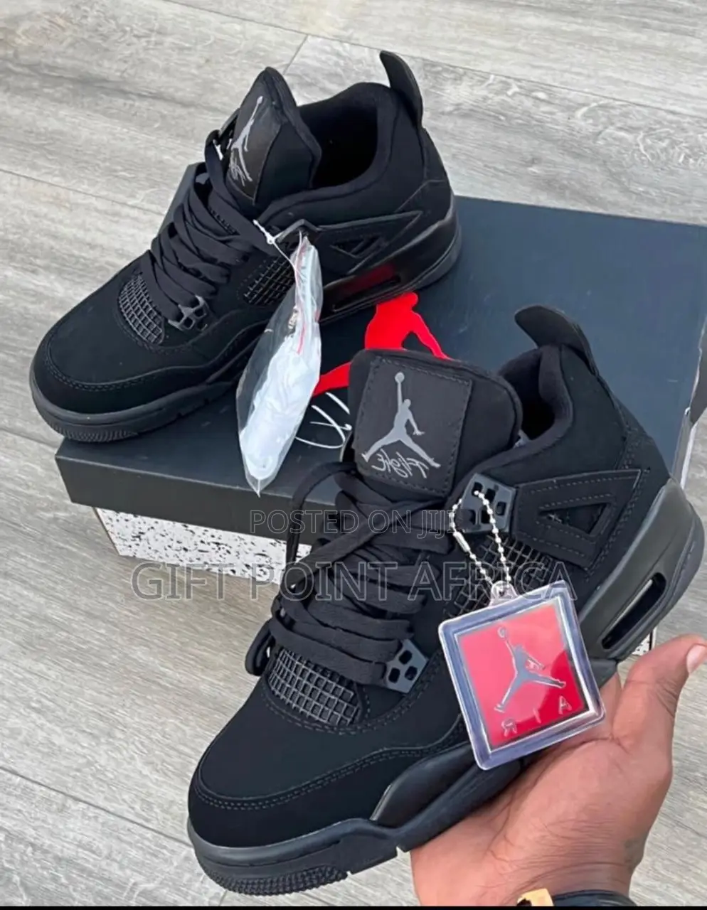 Air Jordan 4 Sneakers Unisex Black In Color