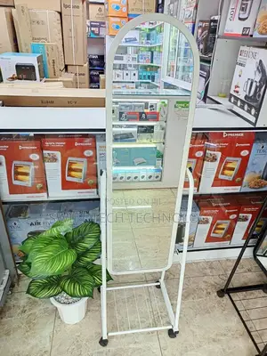 Dressing Mirror, White,White With Wheel Mirror