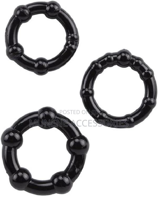 Stay Hard Beaded 3 Male Rubber Delay Ejaculation Toy