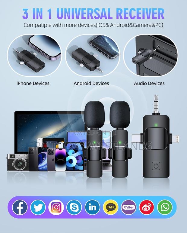 PQRQP 3 in 1 Wireless Lavalier Microphones for iPhone, iPad, - thumbnail 6