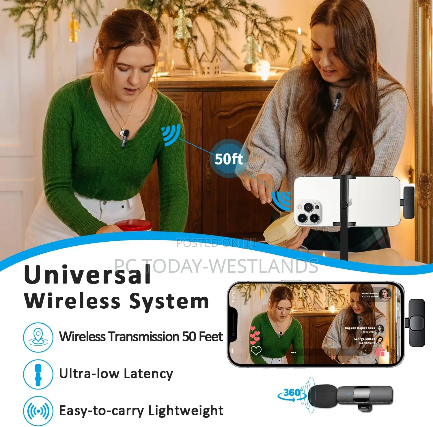 MAYBESTA Professional Wireless Lavalier Lapel Microphone