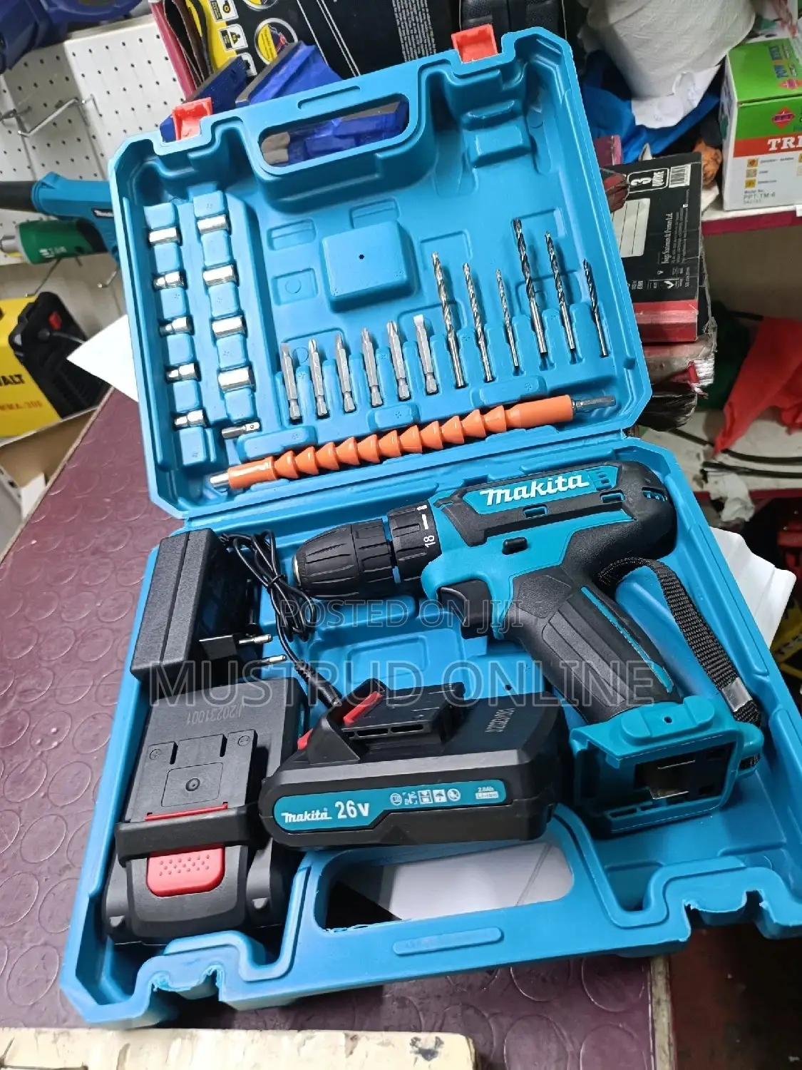 Cordless Drill With 2 Batteries and Bits