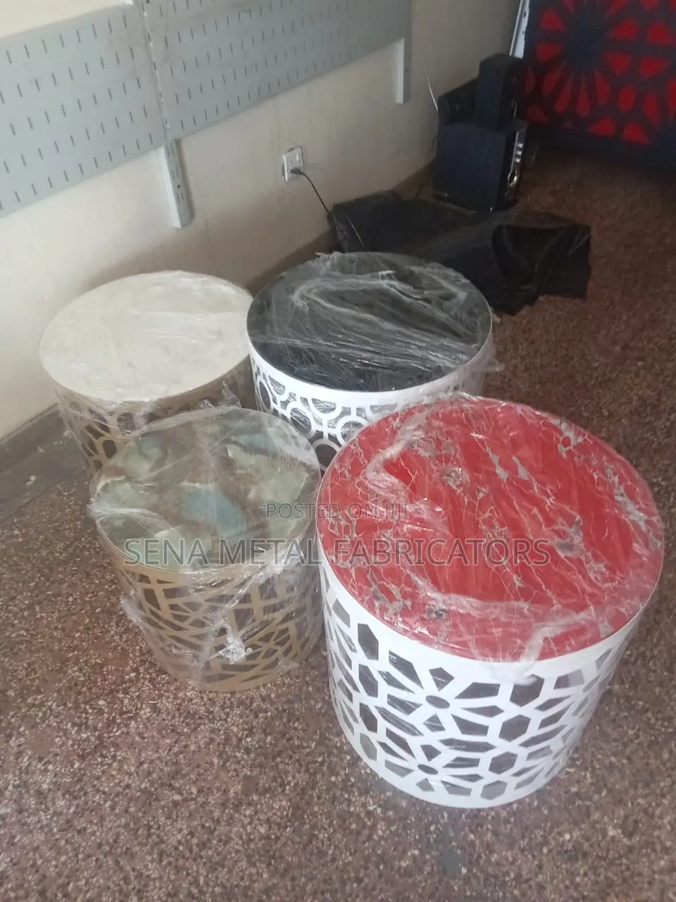 High-Quality Custom-Made Metallic Laser Cut Side Stools.