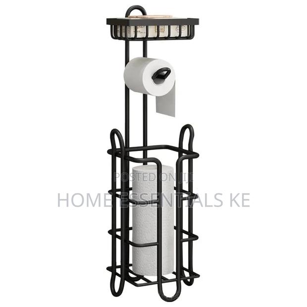 Multiple Toilet Paper Holder Floor Stand Rolling Paper Rack - thumbnail 2