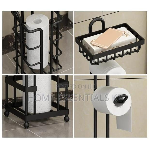 Multiple Toilet Paper Holder Floor Stand Rolling Paper Rack - thumbnail 3