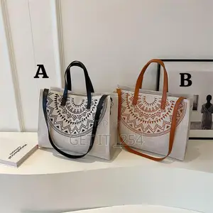 Tribal Canvas Tote Bag / Large Size:35x12x28cm