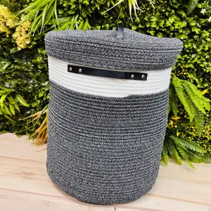 Large Cotton Rope Basket With Lid