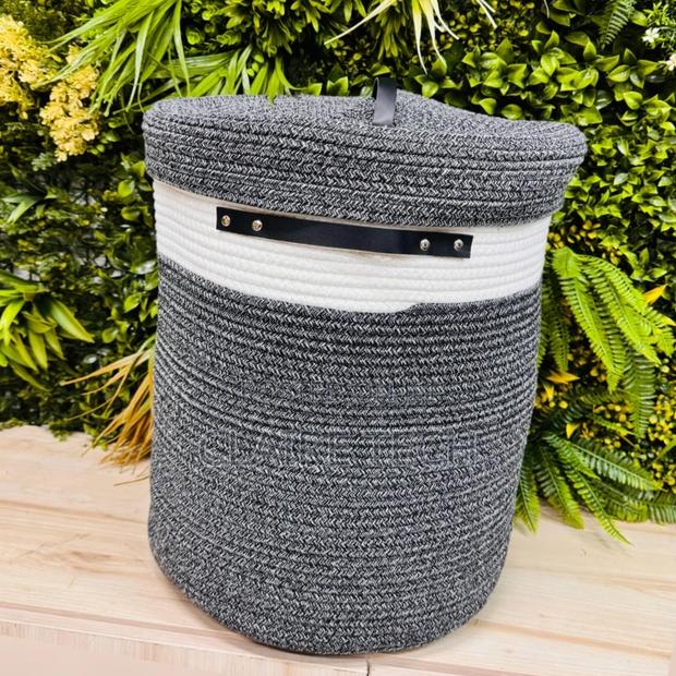 Large Cotton Rope Basket With Lid - main view