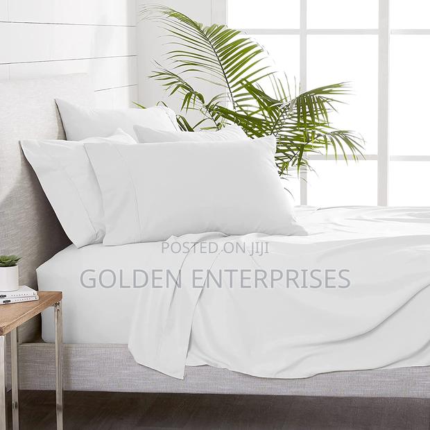 6pc White Cotton Bedsheet, 2 Bedsheets, 4pillowcases 6*7
