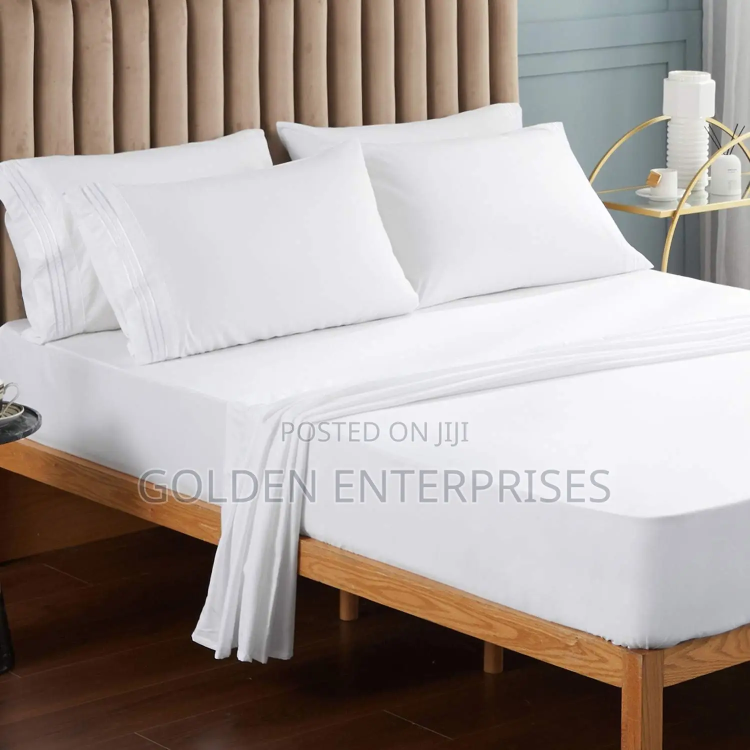 6pcs White Cotton Bedsheet Set, 2 Bedsheet, 4pillowcases 6*7