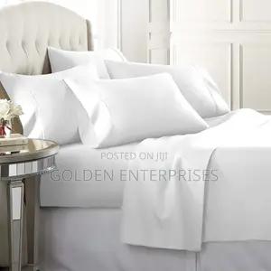6pcs White Cotton Bedsheet Set, 2bedsheet, 4pillowcases 6*7