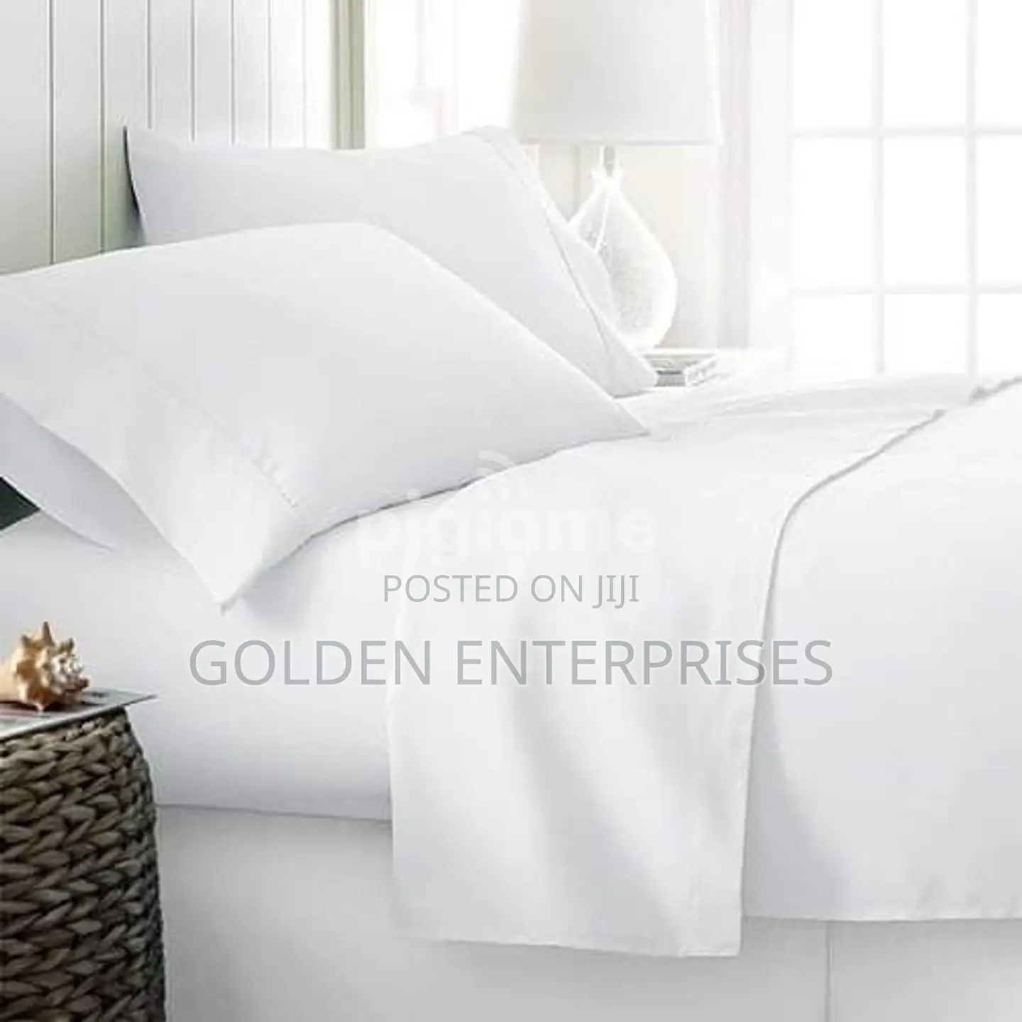 6pcs White Cotton Bedsheet Set, 2bedsheet, 4pillowcases 6*7