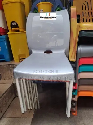 Gray Armless Plastic Chairs With Metal Tubing