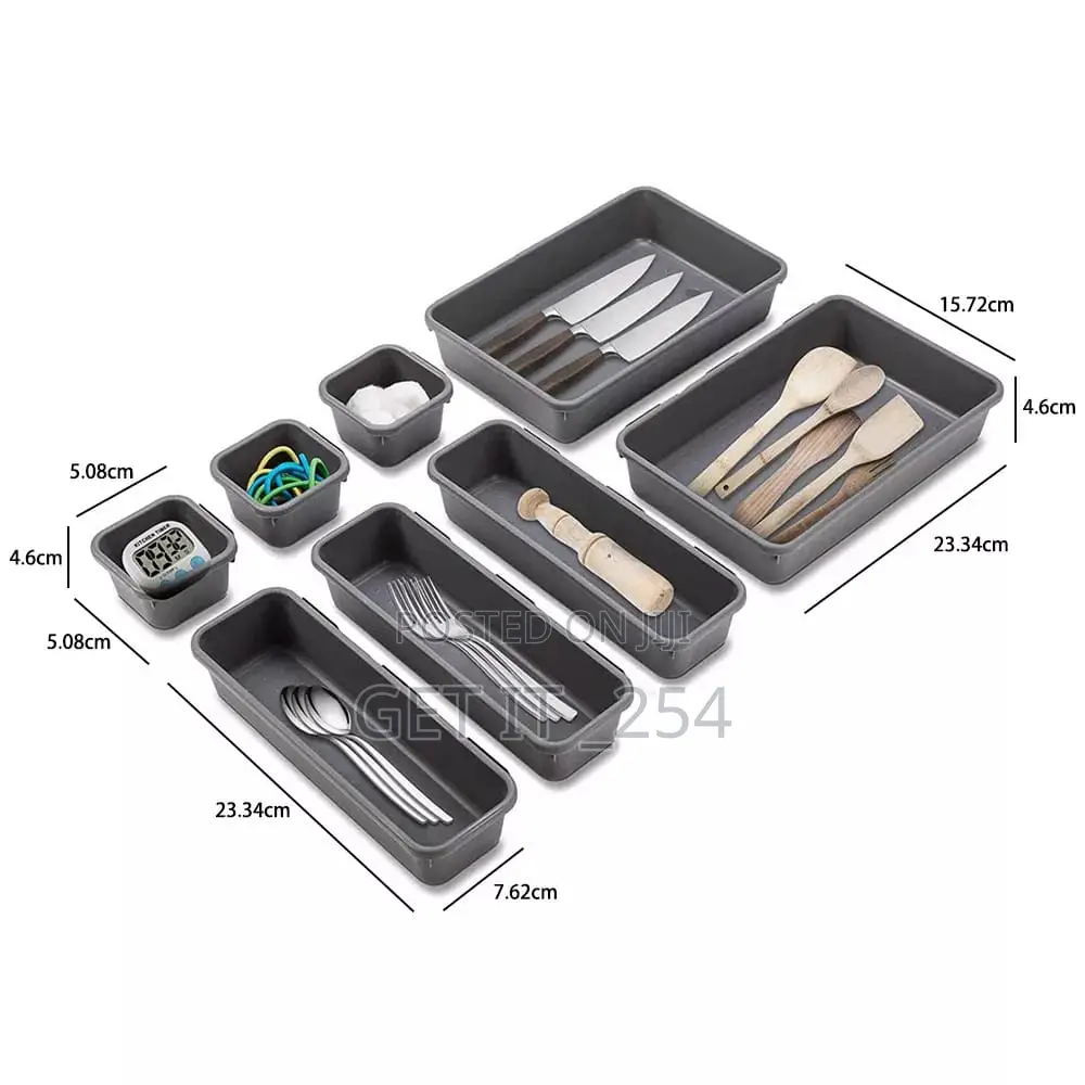 *8 In1 Drawer Organizer for 8pcs Set Colours Black, White