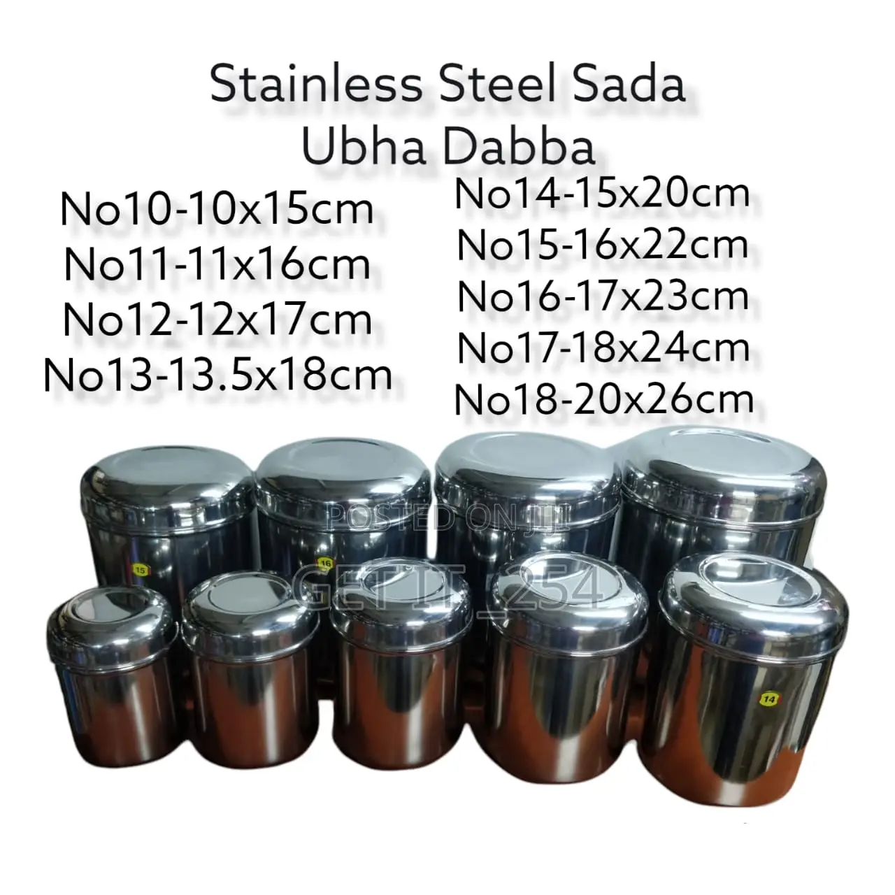 Stainless Steel Ubha Dabba (Canisters) Heavy Gauge.