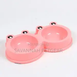 Dog Cat Double Bowl Plastic Pet Frog Shape Bowl Anti-Slip