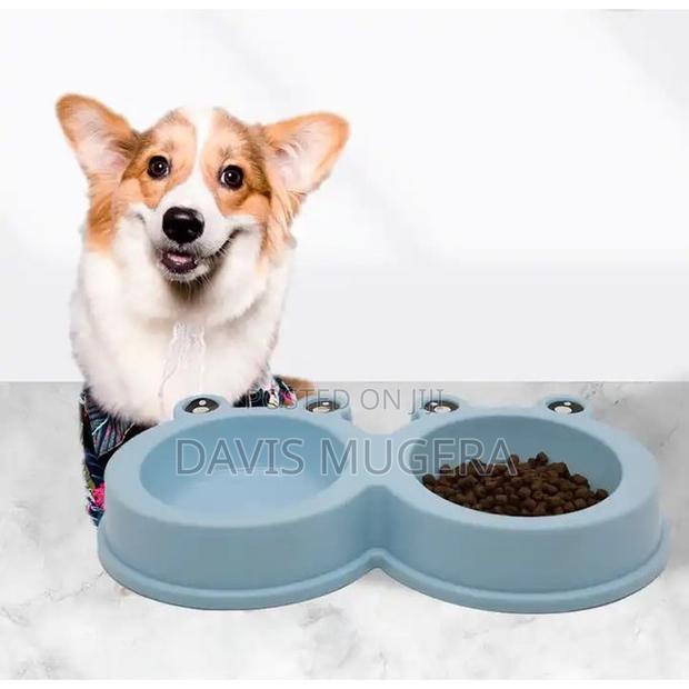 Dog Cat Double Bowl Plastic Pet Frog Shape Bowl Anti-Slip - main view