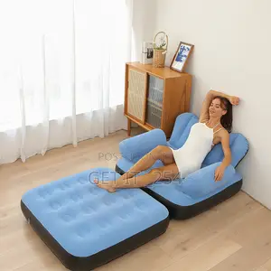 5 In 1 Inflatable Couch Lazy Sofa Bed With L-shaped Armrest