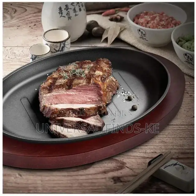 Steak Sizzling Plate Platter/Wooden Tray