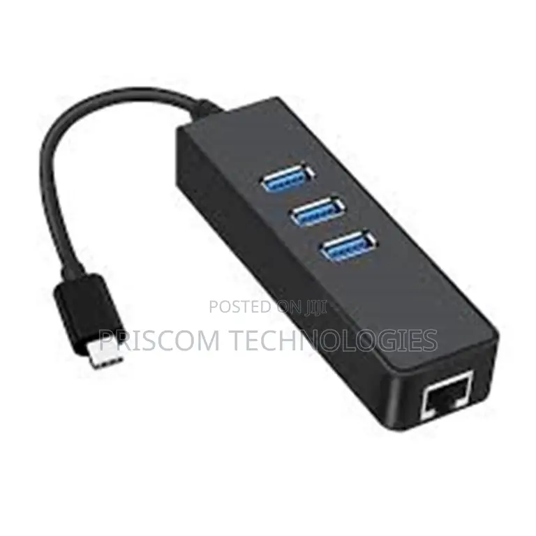 3 Port HUB HIGH Speed Ethernet Adapter Type C, Type-C 3 USB