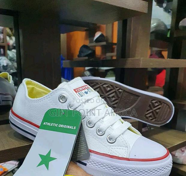 White Soft Leather Unisex Converse - main view
