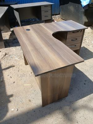 L Shaped Office Desk 4×4 Feet American Walnut. - thumbnail 2