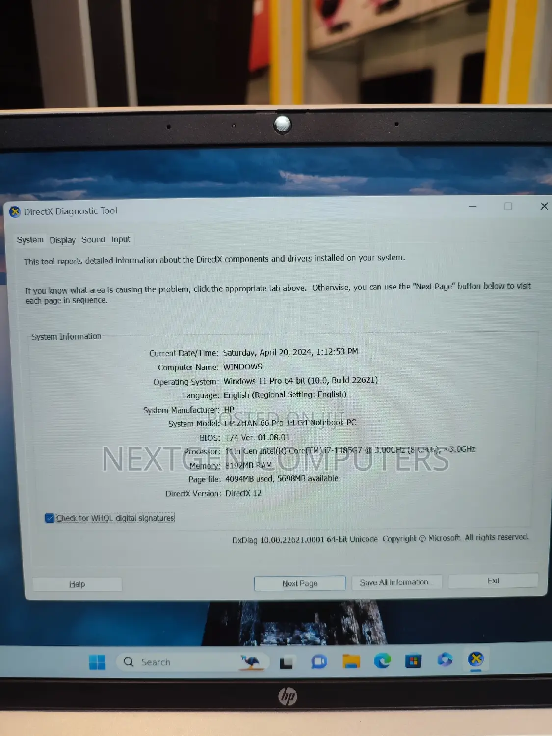 New Laptop HP 8GB Intel Core I7 SSD 512GB