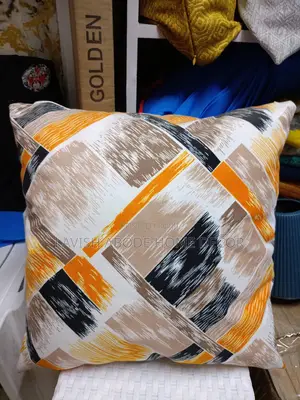Orange Beige and Black Throw Pillow Cover