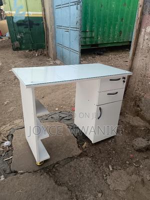 Manicure Table With Glass Top, White - thumbnail 2