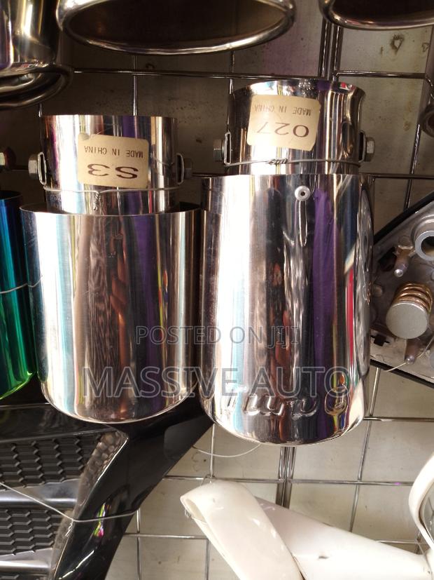 Pure Silver Stainless Steel Car Exhaust Tips - main view